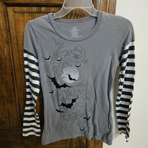 Gray Long Sleeve Shirt with Bat Design